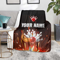 Personalized Bowling Ball and Pins Blanket Fiery Motion Trail and Spark Effect Design - Wonder Print Shop