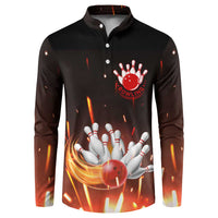 Personalized Bowling Ball and Pins Button Sweatshirt Fiery Motion Trail and Spark Effect Design - Wonder Print Shop