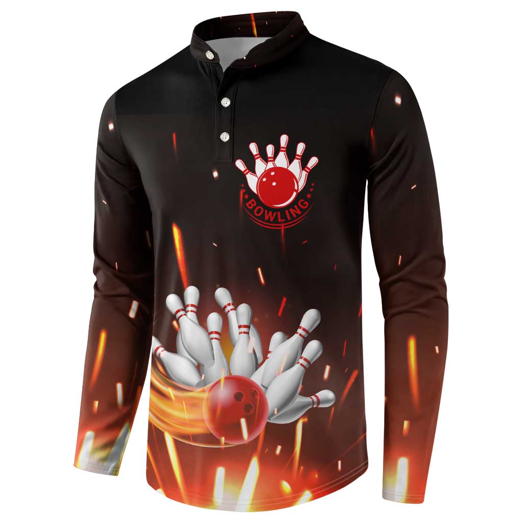 Personalized Bowling Ball and Pins Button Sweatshirt Fiery Motion Trail and Spark Effect Design - Wonder Print Shop