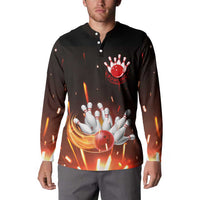 Personalized Bowling Ball and Pins Button Sweatshirt Fiery Motion Trail and Spark Effect Design - Wonder Print Shop