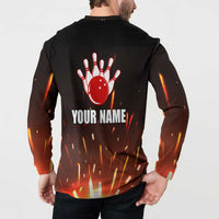 Personalized Bowling Ball and Pins Button Sweatshirt Fiery Motion Trail and Spark Effect Design - Wonder Print Shop