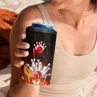 Personalized Bowling Ball and Pins 4 in 1 Can Cooler Tumbler Fiery Motion Trail and Spark Effect Design - Wonder Print Shop