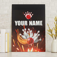 Personalized Bowling Ball and Pins Canvas Wall Art Fiery Motion Trail and Spark Effect Design - Wonder Print Shop