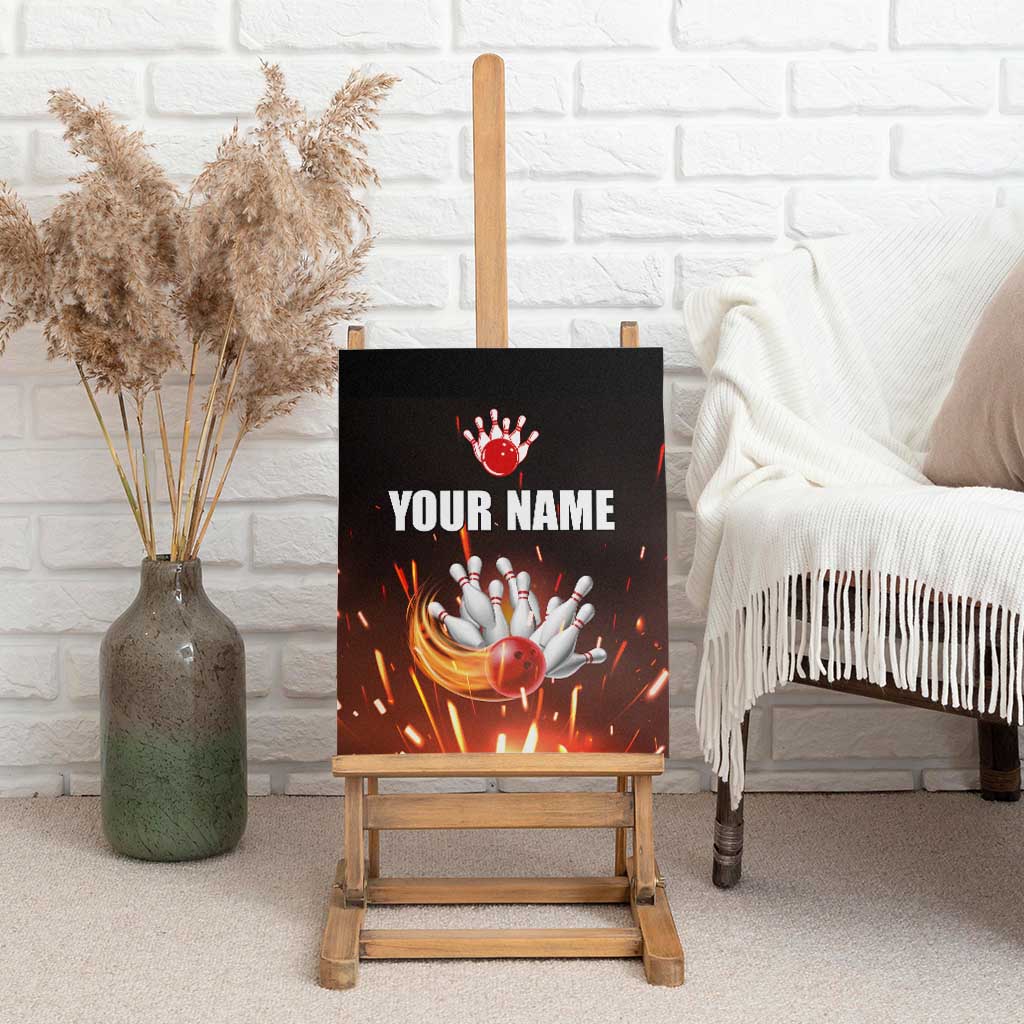 Personalized Bowling Ball and Pins Canvas Wall Art Fiery Motion Trail and Spark Effect Design - Wonder Print Shop
