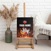 Personalized Bowling Ball and Pins Canvas Wall Art Fiery Motion Trail and Spark Effect Design - Wonder Print Shop