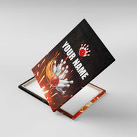 Personalized Bowling Ball and Pins Canvas Wall Art Fiery Motion Trail and Spark Effect Design - Wonder Print Shop