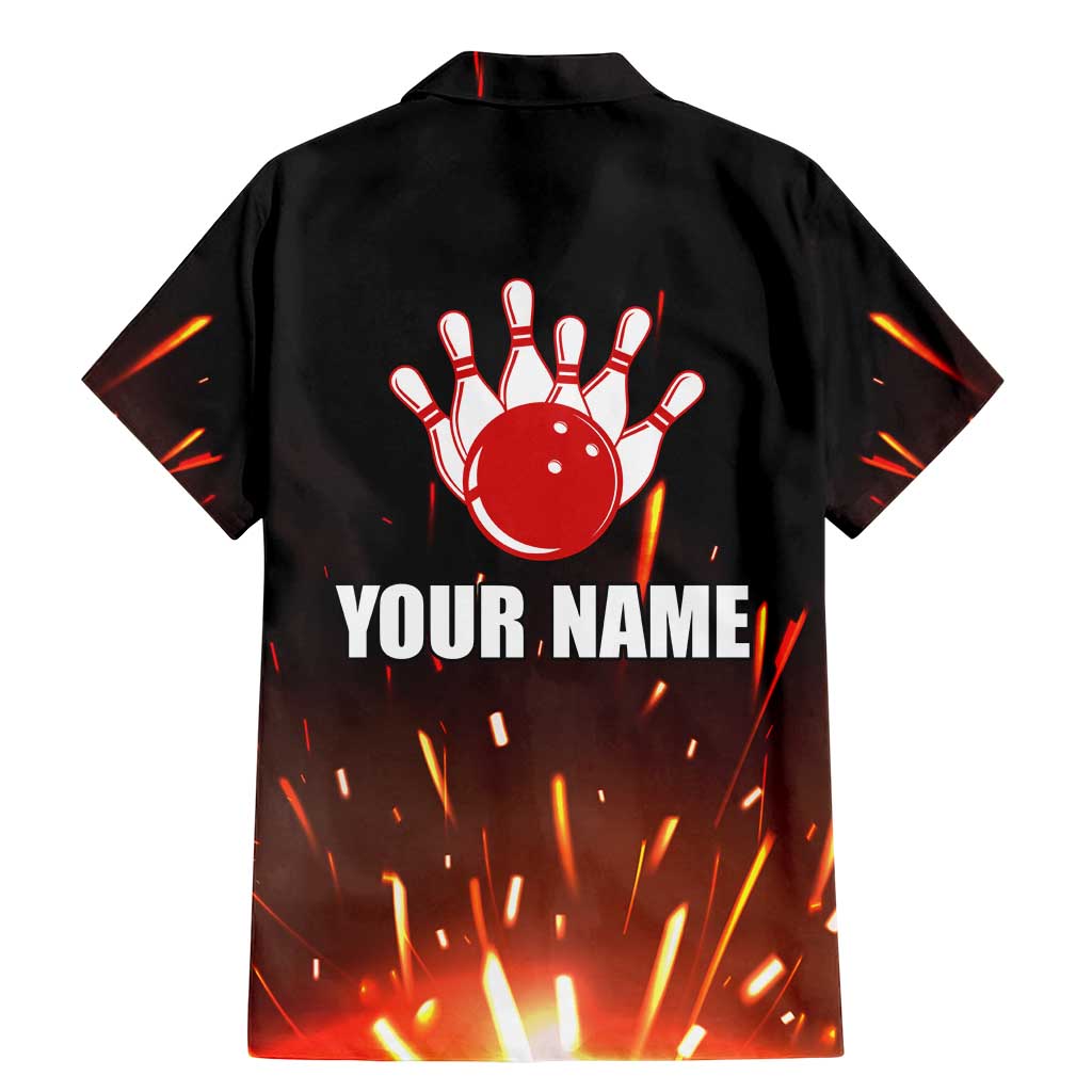 Personalized Bowling Ball and Pins Family Matching Mermaid Dress and Hawaiian Shirt Fiery Motion Trail and Spark Effect Design - Wonder Print Shop