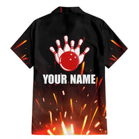 Personalized Bowling Ball and Pins Family Matching Mermaid Dress and Hawaiian Shirt Fiery Motion Trail and Spark Effect Design - Wonder Print Shop