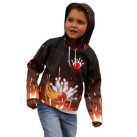 Personalized Bowling Ball and Pins Kid Hoodie Fiery Motion Trail and Spark Effect Design - Wonder Print Shop
