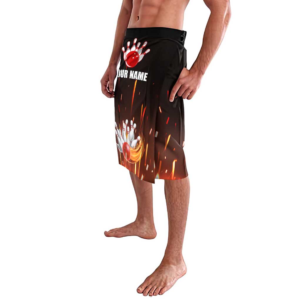 Personalized Bowling Ball and Pins Lavalava Fiery Motion Trail and Spark Effect Design - Wonder Print Shop