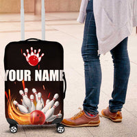 Personalized Bowling Ball and Pins Luggage Cover Fiery Motion Trail and Spark Effect Design - Wonder Print Shop