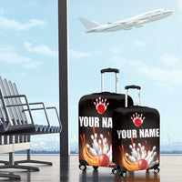 Personalized Bowling Ball and Pins Luggage Cover Fiery Motion Trail and Spark Effect Design - Wonder Print Shop