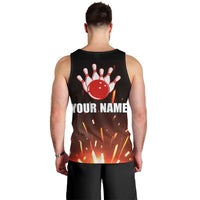 Personalized Bowling Ball and Pins Men Tank Top Fiery Motion Trail and Spark Effect Design - Wonder Print Shop
