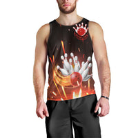 Personalized Bowling Ball and Pins Men Tank Top Fiery Motion Trail and Spark Effect Design - Wonder Print Shop