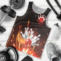 Personalized Bowling Ball and Pins Men Tank Top Fiery Motion Trail and Spark Effect Design - Wonder Print Shop