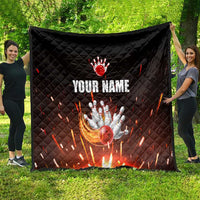 Personalized Bowling Ball and Pins Quilt Fiery Motion Trail and Spark Effect Design - Wonder Print Shop