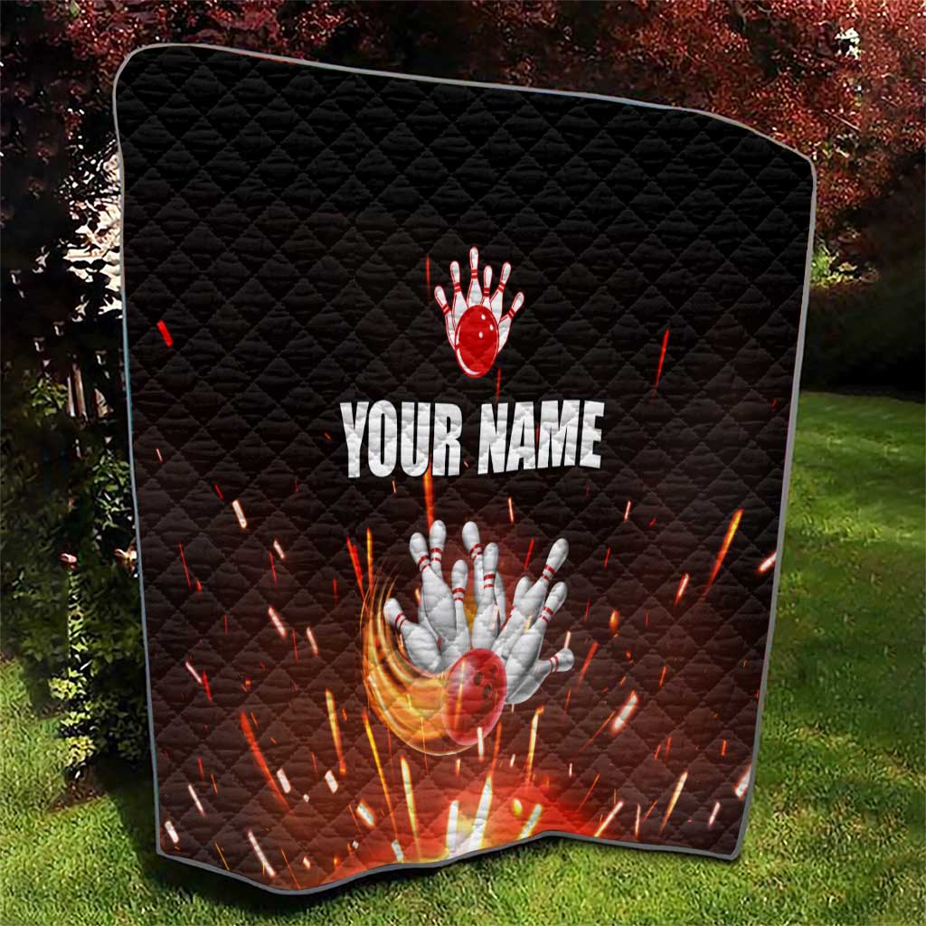 Personalized Bowling Ball and Pins Quilt Fiery Motion Trail and Spark Effect Design - Wonder Print Shop