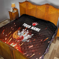 Personalized Bowling Ball and Pins Quilt Fiery Motion Trail and Spark Effect Design - Wonder Print Shop