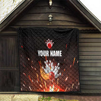 Personalized Bowling Ball and Pins Quilt Fiery Motion Trail and Spark Effect Design - Wonder Print Shop