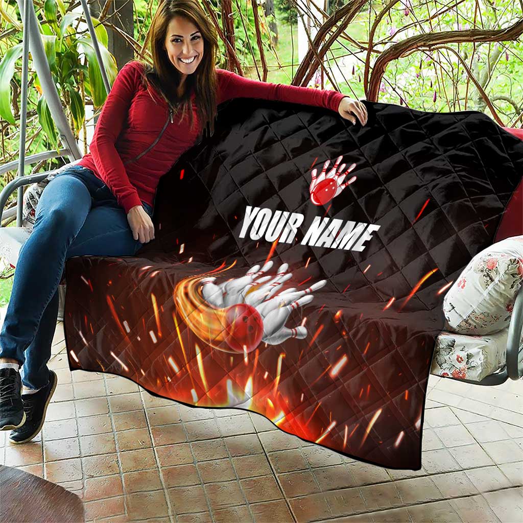 Personalized Bowling Ball and Pins Quilt Fiery Motion Trail and Spark Effect Design - Wonder Print Shop