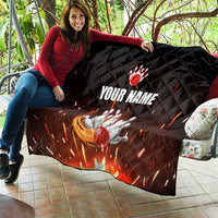 Personalized Bowling Ball and Pins Quilt Fiery Motion Trail and Spark Effect Design - Wonder Print Shop