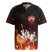 Personalized Bowling Ball and Pins Rugby Jersey Fiery Motion Trail and Spark Effect Design - Wonder Print Shop
