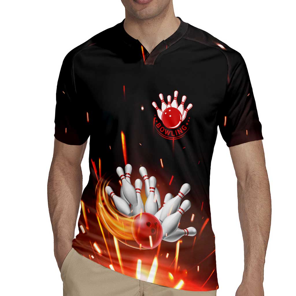 Personalized Bowling Ball and Pins Rugby Jersey Fiery Motion Trail and Spark Effect Design - Wonder Print Shop