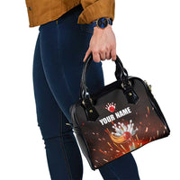 Personalized Bowling Ball and Pins Shoulder Handbag Fiery Motion Trail and Spark Effect Design - Wonder Print Shop