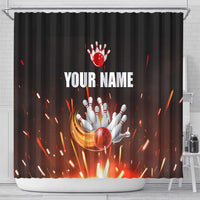 Personalized Bowling Ball and Pins Shower Curtain Fiery Motion Trail and Spark Effect Design - Wonder Print Shop