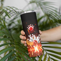 Personalized Bowling Ball and Pins Skinny Tumbler Fiery Motion Trail and Spark Effect Design - Wonder Print Shop