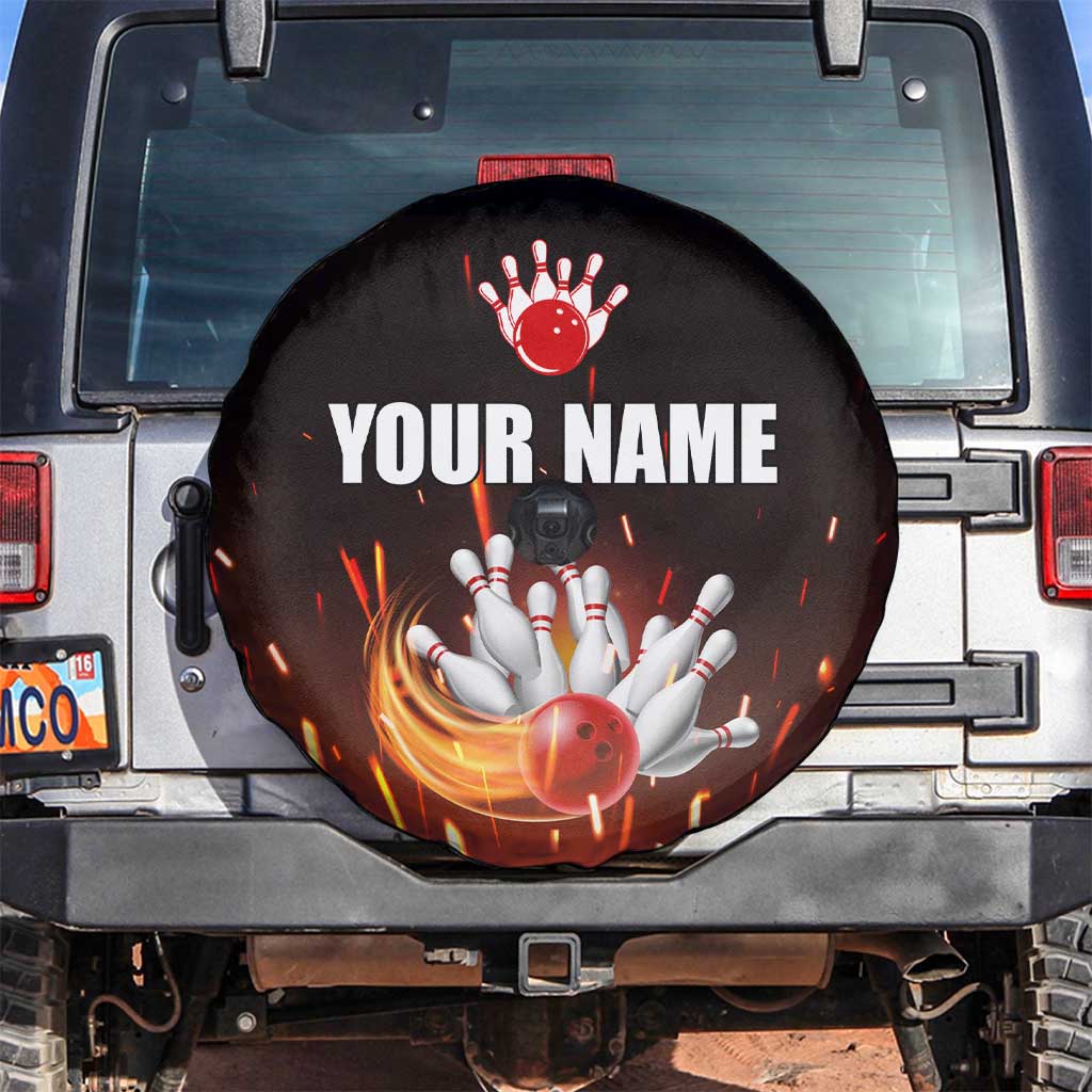 Personalized Bowling Ball and Pins Spare Tire Cover Fiery Motion Trail and Spark Effect Design - Wonder Print Shop