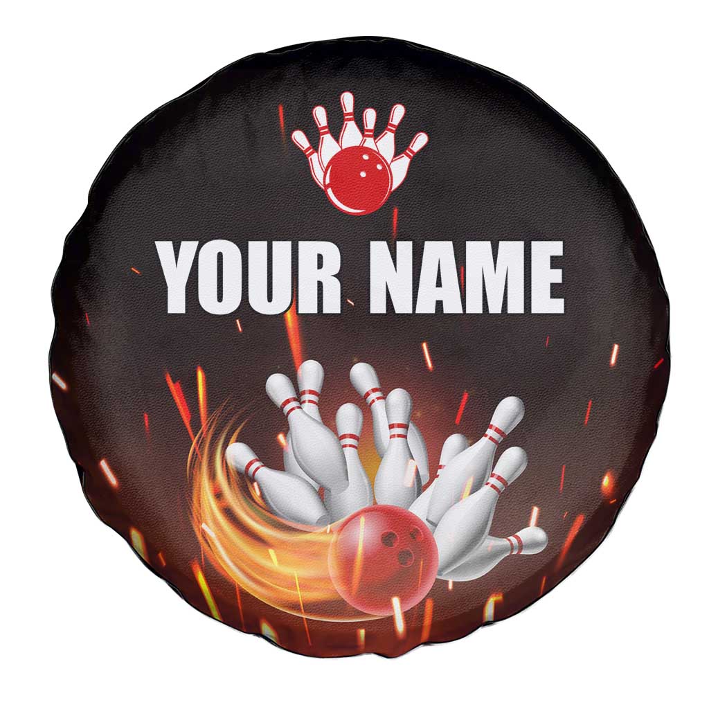 Personalized Bowling Ball and Pins Spare Tire Cover Fiery Motion Trail and Spark Effect Design - Wonder Print Shop