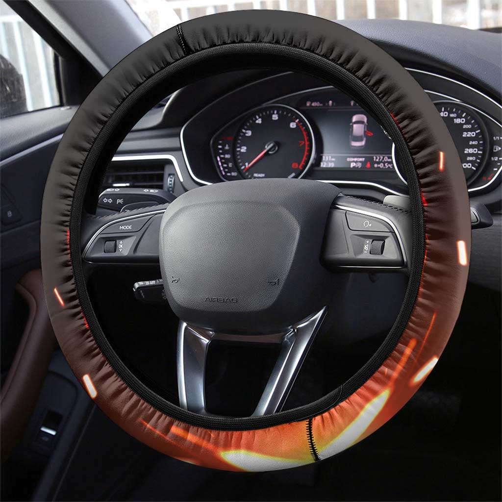 Bowling Ball and Pins Steering Wheel Cover Fiery Motion Trail and Spark Effect Design - Wonder Print Shop
