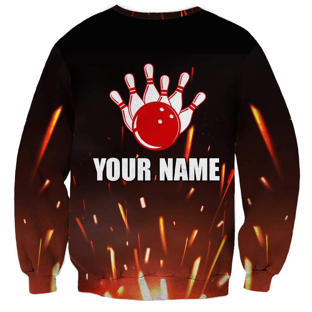 Personalized Bowling Ball and Pins Sweatshirt Fiery Motion Trail and Spark Effect Design - Wonder Print Shop