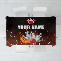Personalized Bowling Ball and Pins Tablecloth Fiery Motion Trail and Spark Effect Design - Wonder Print Shop