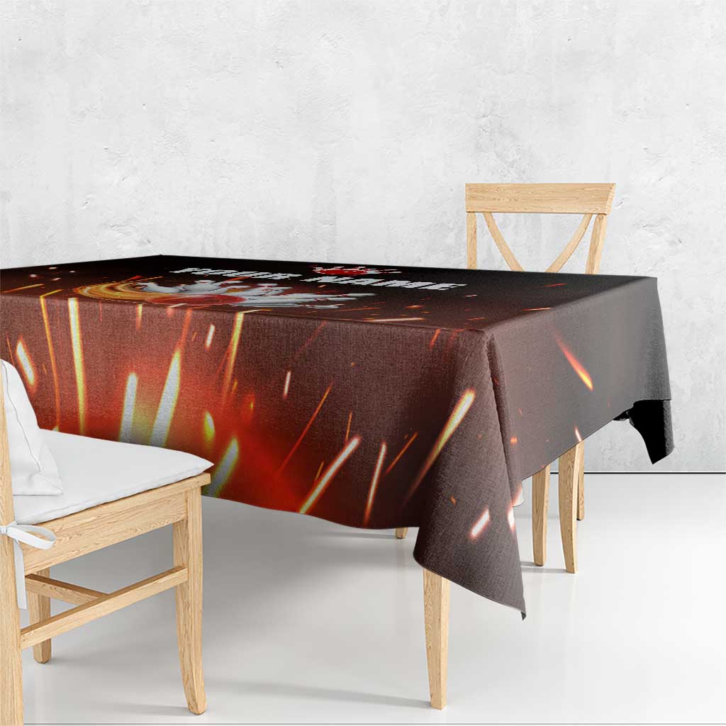 Personalized Bowling Ball and Pins Tablecloth Fiery Motion Trail and Spark Effect Design - Wonder Print Shop