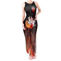 Personalized Bowling Ball and Pins Tank Maxi Dress Fiery Motion Trail and Spark Effect Design - Wonder Print Shop
