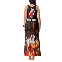 Personalized Bowling Ball and Pins Tank Maxi Dress Fiery Motion Trail and Spark Effect Design - Wonder Print Shop