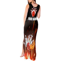 Personalized Bowling Ball and Pins Tank Maxi Dress Fiery Motion Trail and Spark Effect Design - Wonder Print Shop