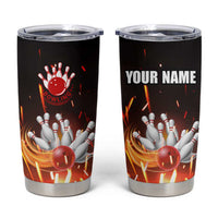Personalized Bowling Ball and Pins Tumbler Cup Fiery Motion Trail and Spark Effect Design - Wonder Print Shop