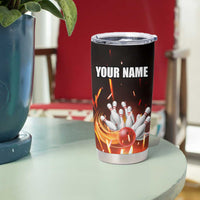 Personalized Bowling Ball and Pins Tumbler Cup Fiery Motion Trail and Spark Effect Design - Wonder Print Shop