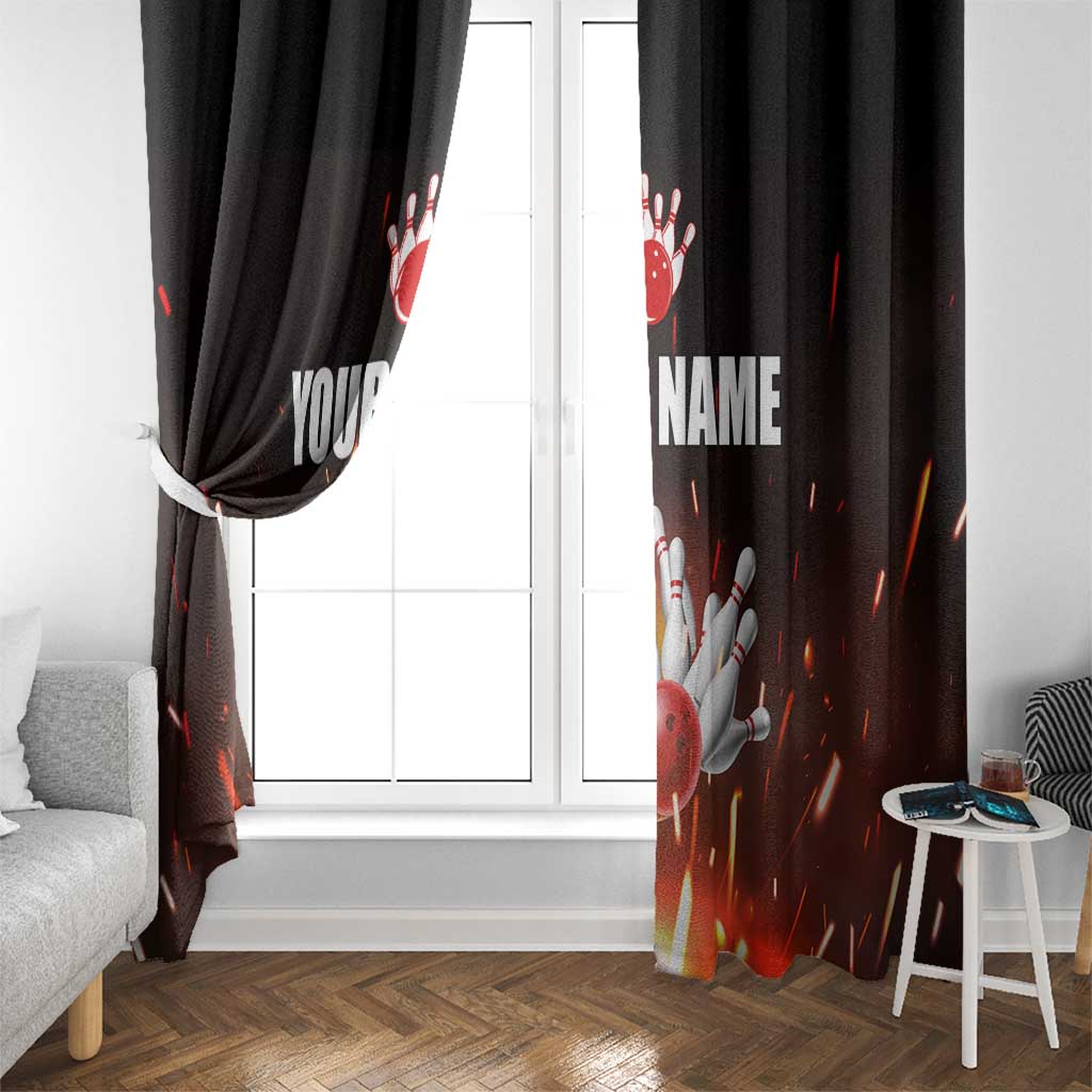 Personalized Bowling Ball and Pins Window Curtain Fiery Motion Trail and Spark Effect Design - Wonder Print Shop