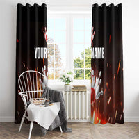 Personalized Bowling Ball and Pins Window Curtain Fiery Motion Trail and Spark Effect Design - Wonder Print Shop