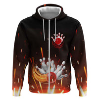 Personalized Bowling Ball and Pins Zip Hoodie Fiery Motion Trail and Spark Effect Design - Wonder Print Shop