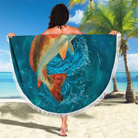 Personalized Redfish Puppy Drum Leaping in Ocean Splash Beach Blanket Blue Lightning Water Background Design - Wonder Print Shop