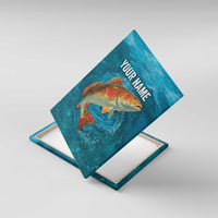 Personalized Redfish Puppy Drum Leaping in Ocean Splash Canvas Wall Art Blue Lightning Water Background Design - Wonder Print Shop