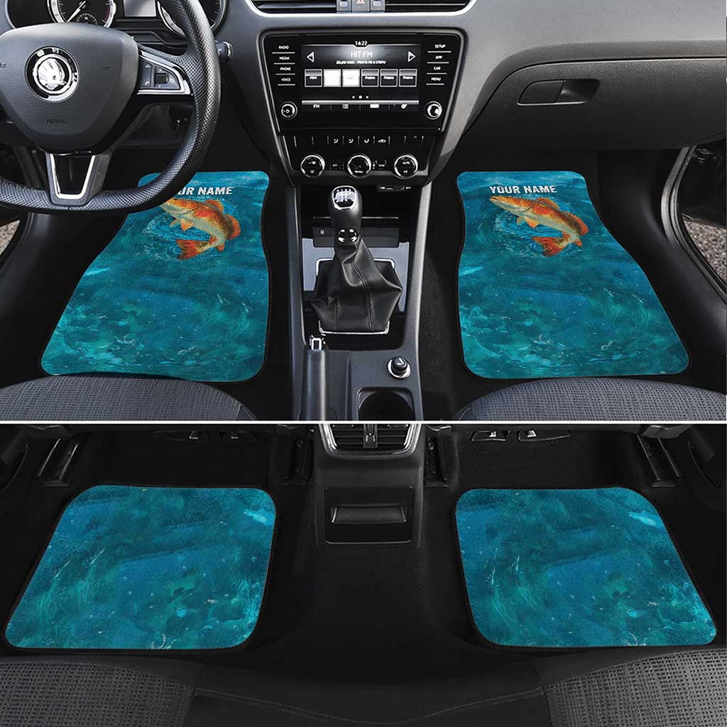 Personalized Redfish Puppy Drum Leaping in Ocean Splash Car Mats Blue Lightning Water Background Design - Wonder Print Shop