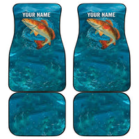 Personalized Redfish Puppy Drum Leaping in Ocean Splash Car Mats Blue Lightning Water Background Design - Wonder Print Shop