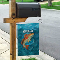 Personalized Redfish Puppy Drum Leaping in Ocean Splash Garden Flag Blue Lightning Water Background Design - Wonder Print Shop