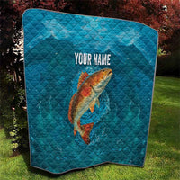 Personalized Redfish Puppy Drum Leaping in Ocean Splash Quilt Blue Lightning Water Background Design - Wonder Print Shop